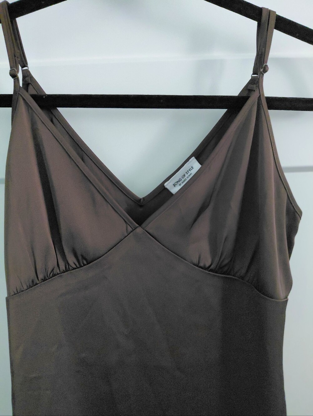 Song of Style Slip Midi Dress RichBrown, Sz M  leg slit Whimsical Boho Clean
